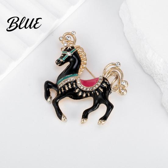 Shiny Enamel Horse Brooch Cute Rhinestone Lapel Pin Alloy Animal