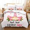 3D Cartoon Bedding Set Unicorn Rainbow Printed Duvet Cover Set Soft Skin-Friendly Single Double King Size for Kids Birthday Gift