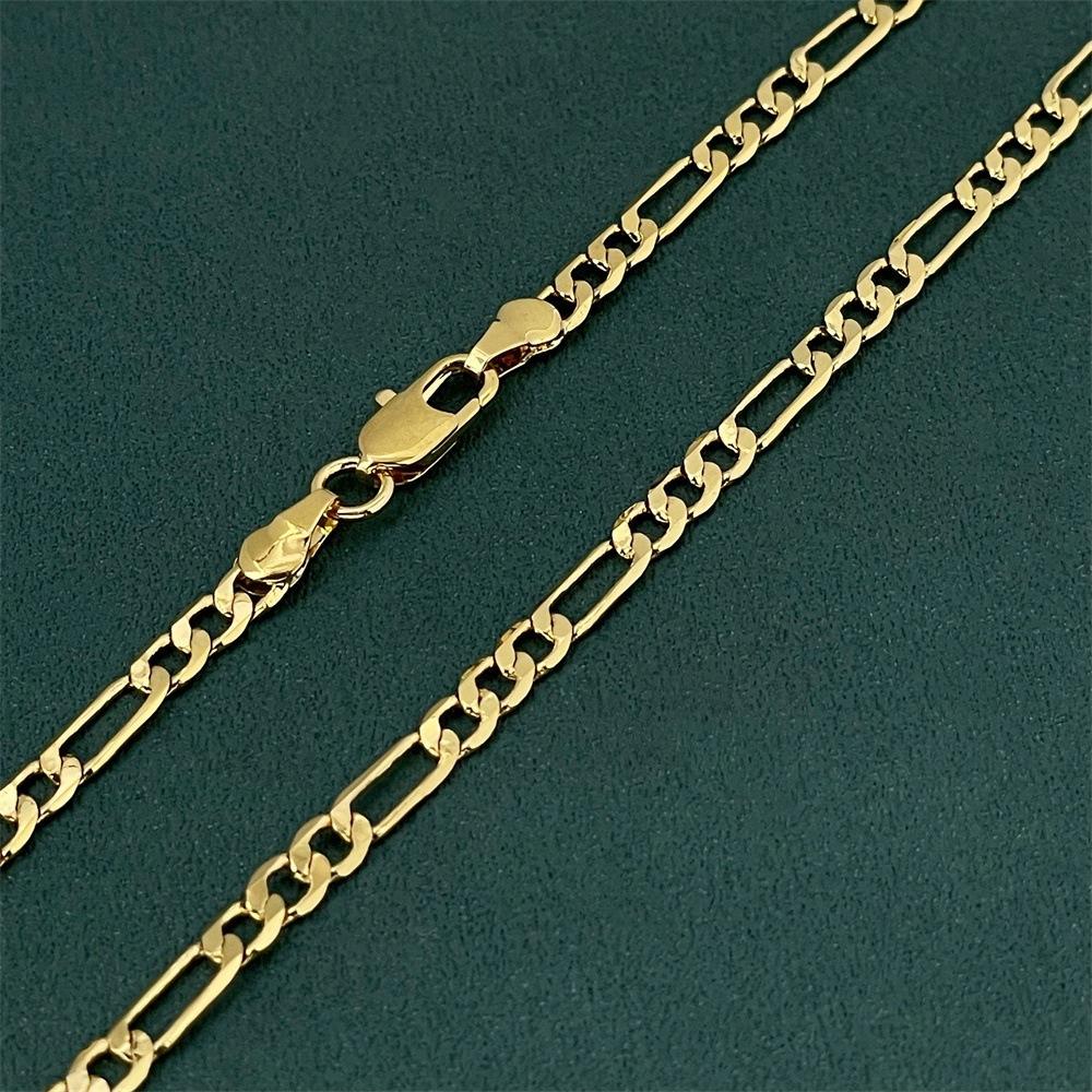Gold Color Width 4mm Italian Craft Handmade Necklace For Both Women And Man Chain