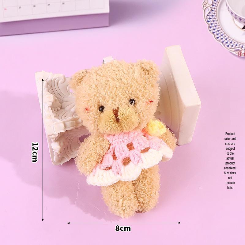 Blush Bear Doll Keychain: Cute Skirt Plush Heart Bag Charm Gift