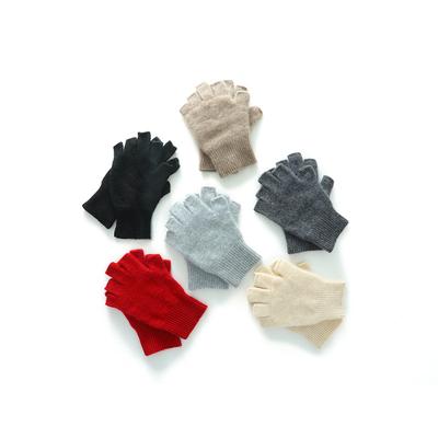 Soft Cashmere Autumn and Winter New Men's and Women's Solid Color Fingerless Gloves Student Knitted Warm Gloves