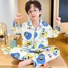 Spring & Autumn Children's Cartoon Cardigan Pajamas for Boys & Girls - Long Sleeve, Loose Fit, S/M/L Sizes