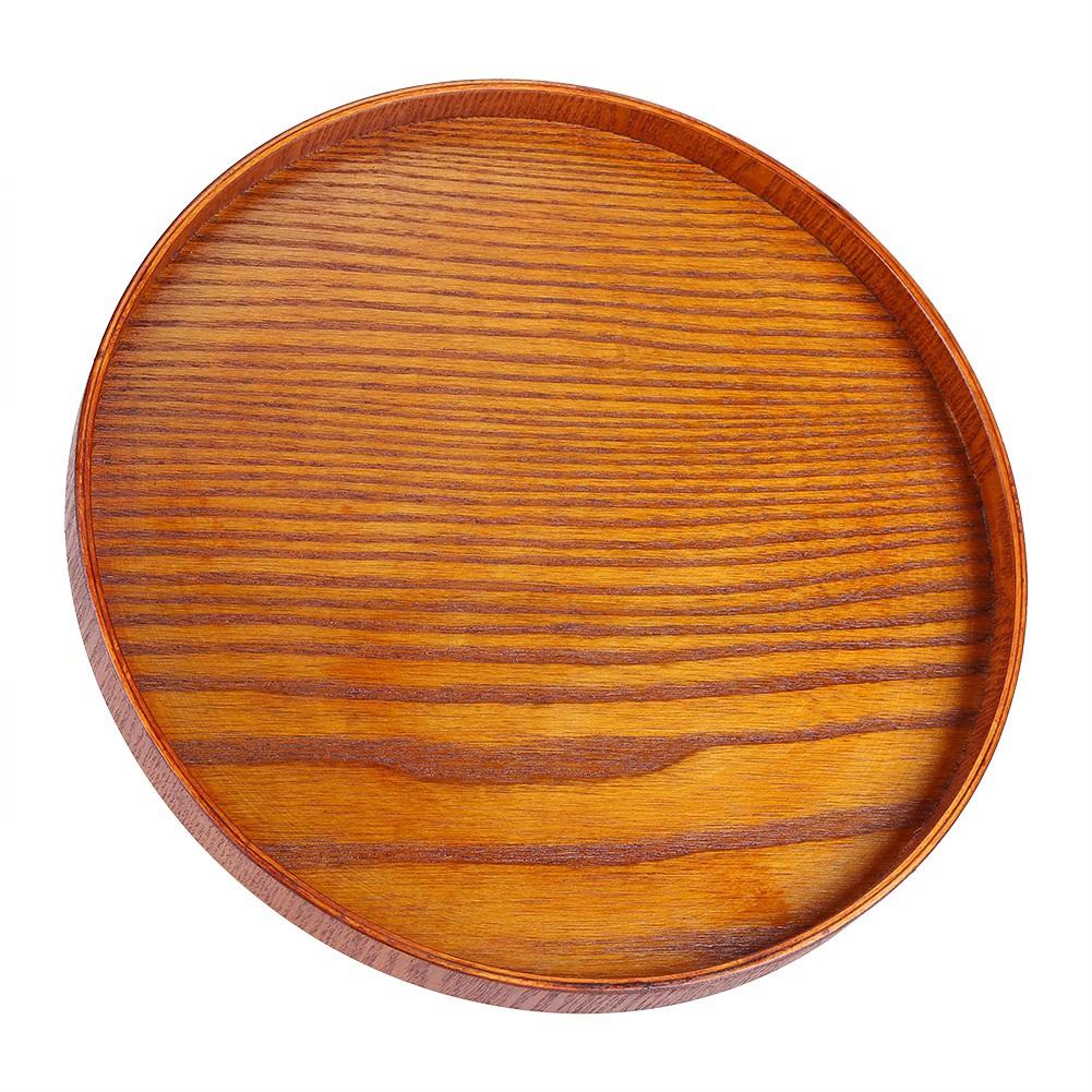 

Round Natural Wood Serving Tray Wooden Plate Tea Food Server Dishes Water Drink Platter 27cm