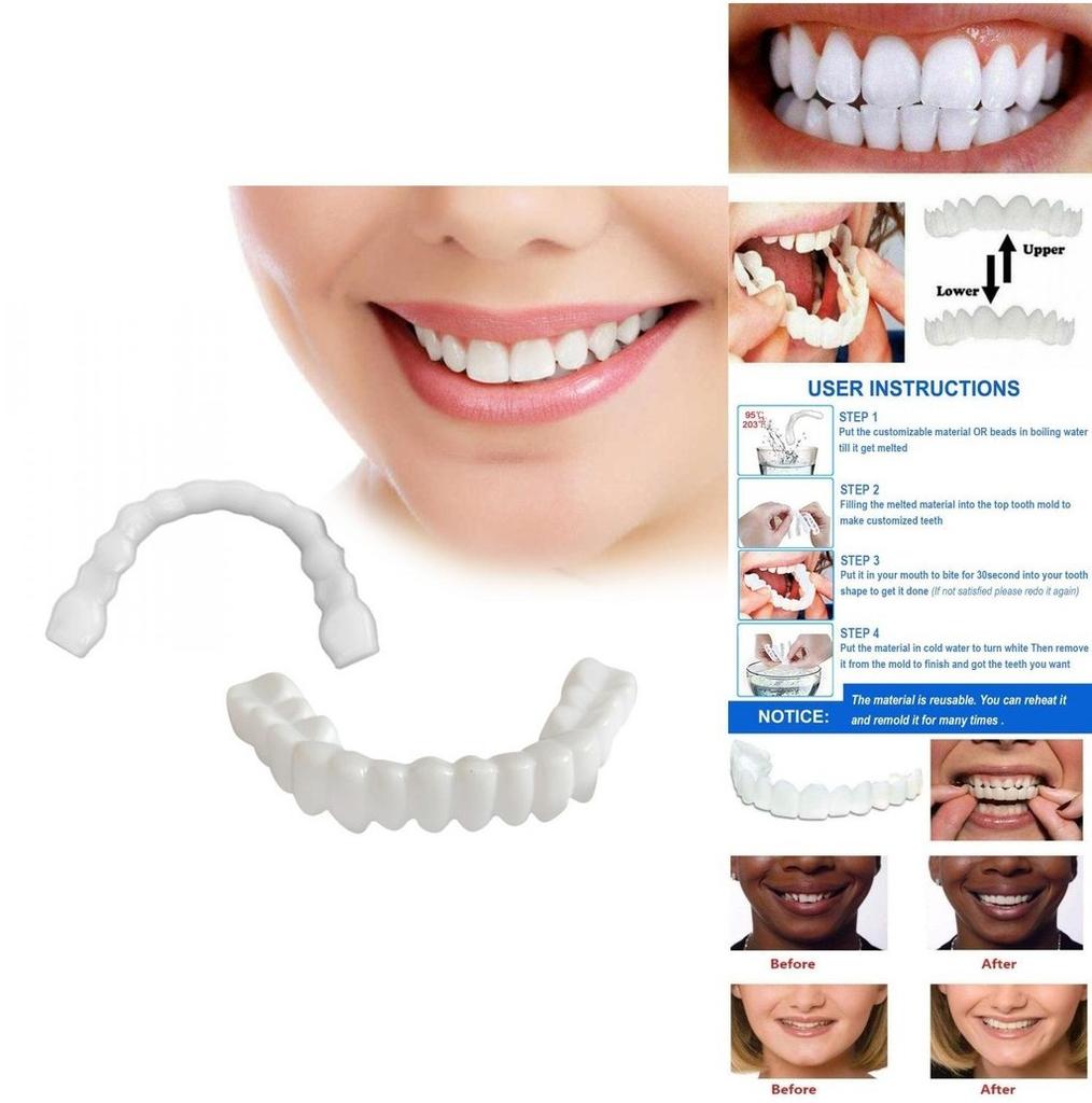 On Fake Snap Teeth Upper Lower Dental Veneers Denture Tooth Cover Simulation Set