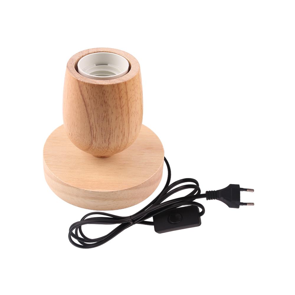 

Настольная лампа из дерева в стиле ретро с цоколем E27, винтажная настольная лампа с подставкой под вилку ЕС, прикроватная лампа, декоративная настольная лампа с деревянной основой 220 В 110 В