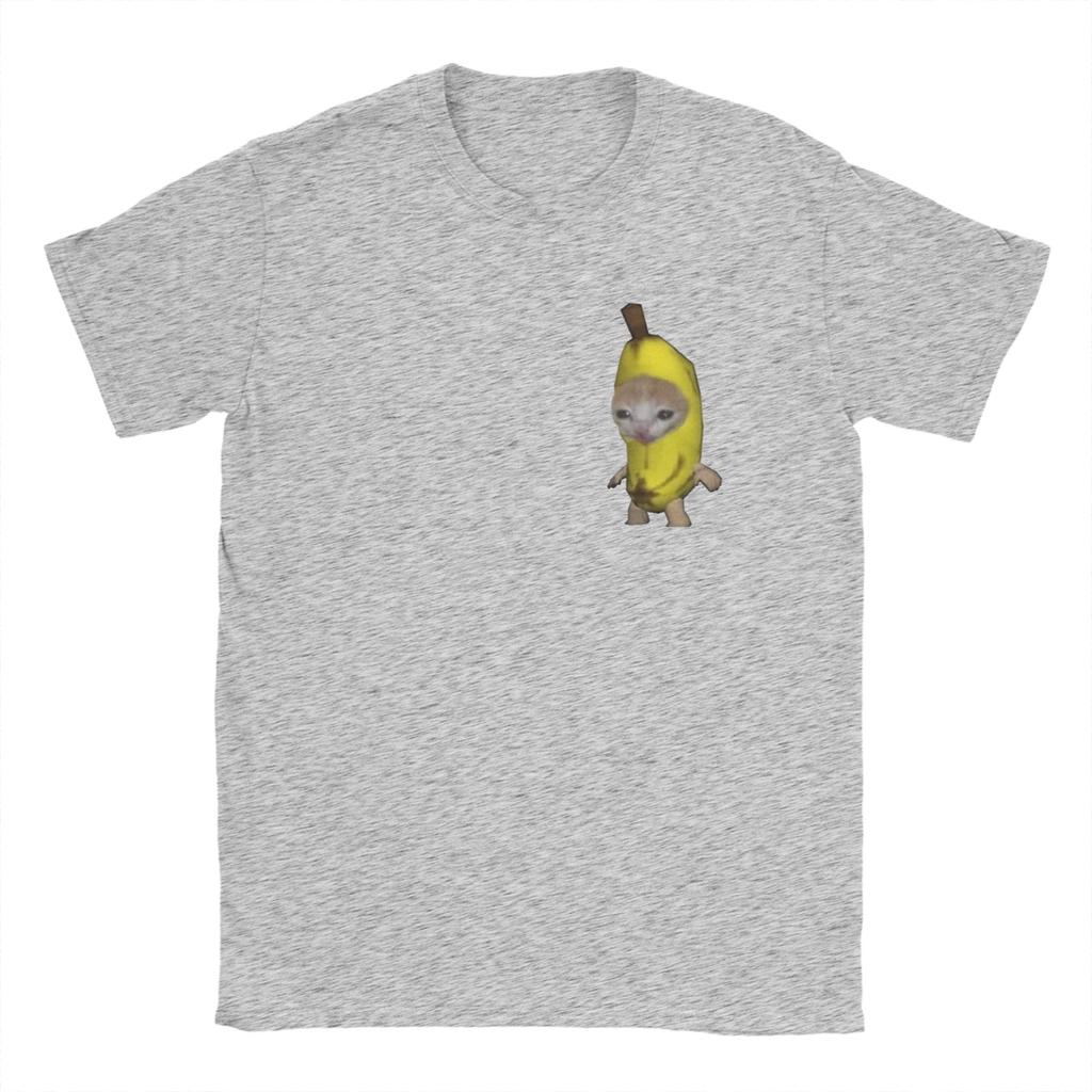 Crying Cat Banana T Shirt Summer Pure Cotton T Shirts For Mens Harajuku Printed Tee Shirt Short Sleeve Y2K Casual Tees