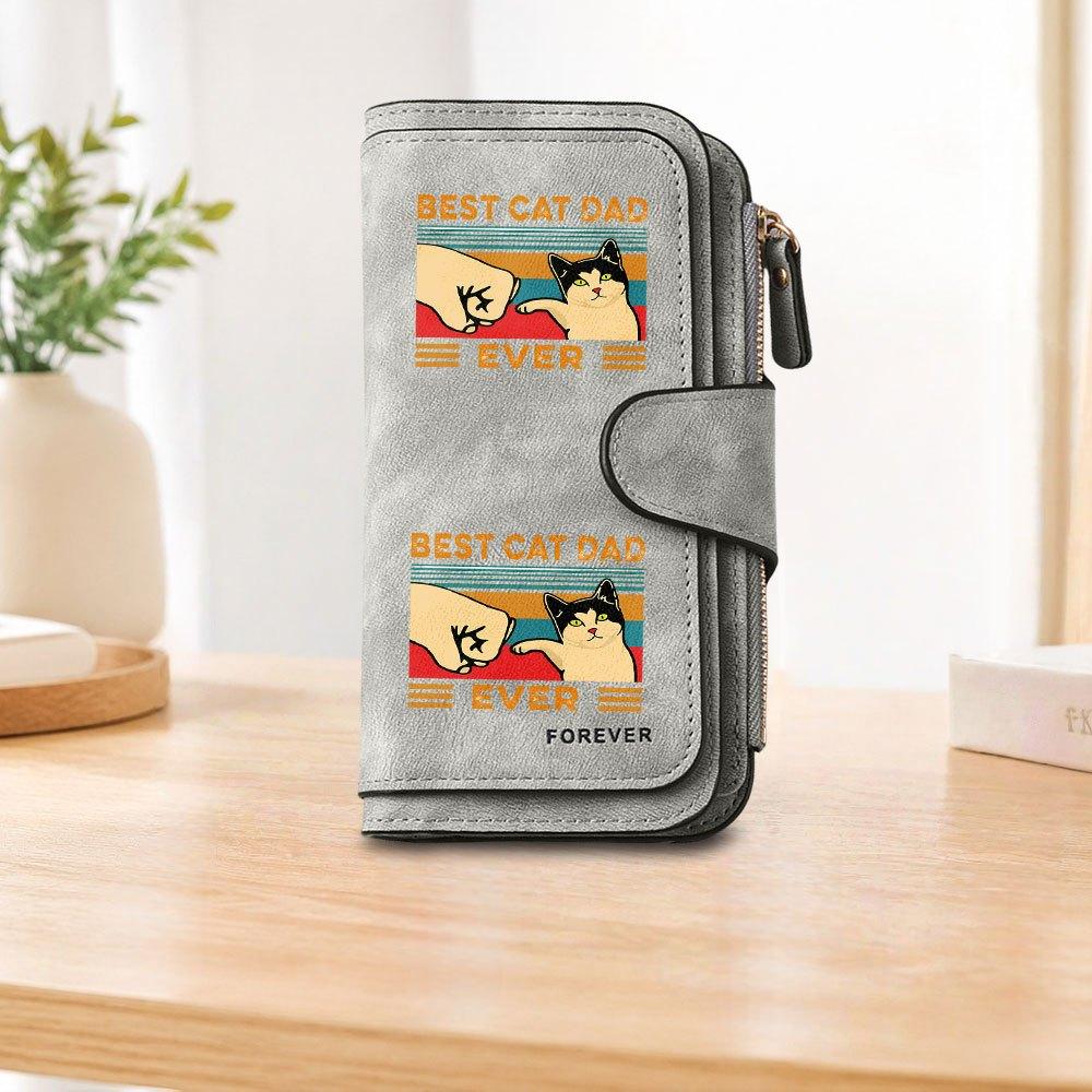 BEST CAT DAD EVER Long Zipper Wallet Large Capacity Card Holder Unisex Clutch Bag Fashionable Zipper Coin Purse Suitable For Daily Use Perfect Gift