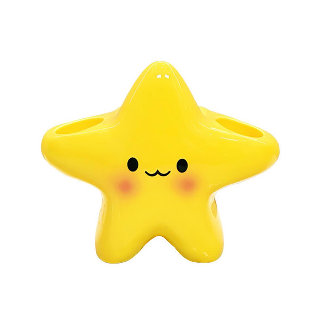 Cute Star-Shaped Toothbrush Holder  Freestanding Bathroom Organizer with Cute Face Design, Space-Saving Toothbrush & Toothpaste