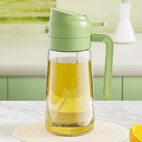 470ml 2-in-1 Oil Dispenser Food Grade BPA Free Leak Resistant Large Capacity Oil Sprayer Storage Bottle with Handle