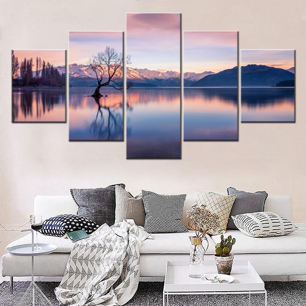 5 Pieces Canvas Wall Arts Landscape Poster Painting New Zealand Nuture Wallpaper Modular Home Decor Picture Print Living Room