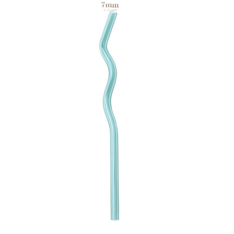 Wavy Colorful Clear Drinking Straw High Borosilicate Glass Straw Glass Tube Party Bar Drinkware Reusable Glass Straws