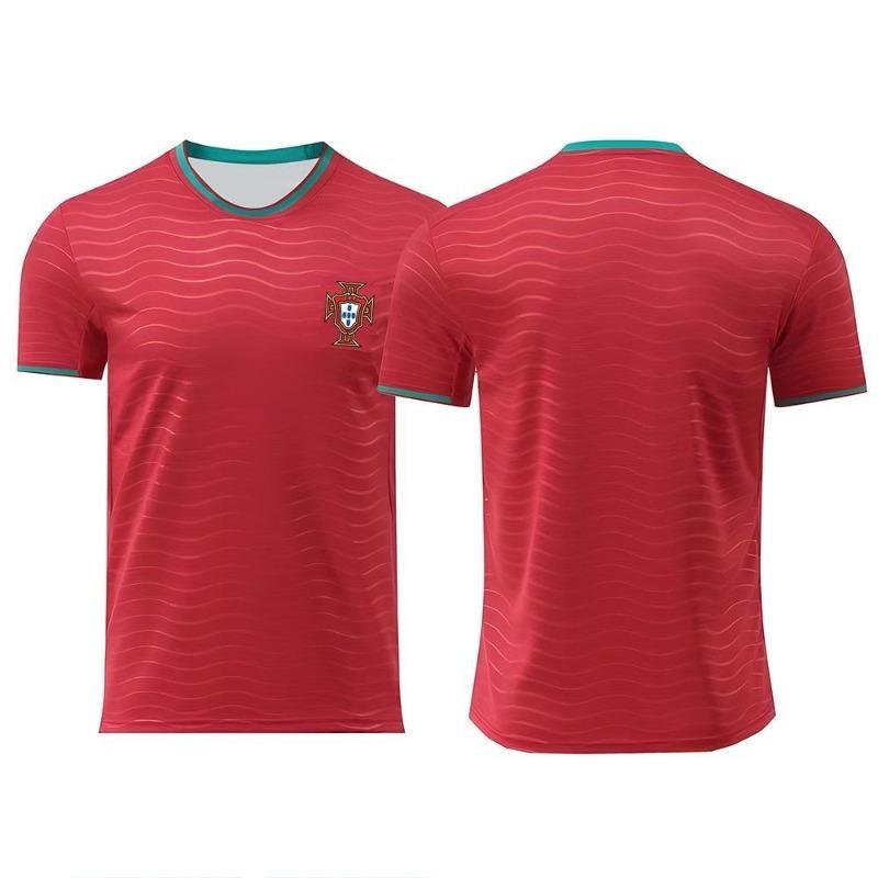 WM 2026 Portugal Heimtrikot CR7 Erwachsene Fußball Trainings-T-Shirt 3D-Druck Trainingsanzug Unisex Lässig Atmungsaktives T-Shirt