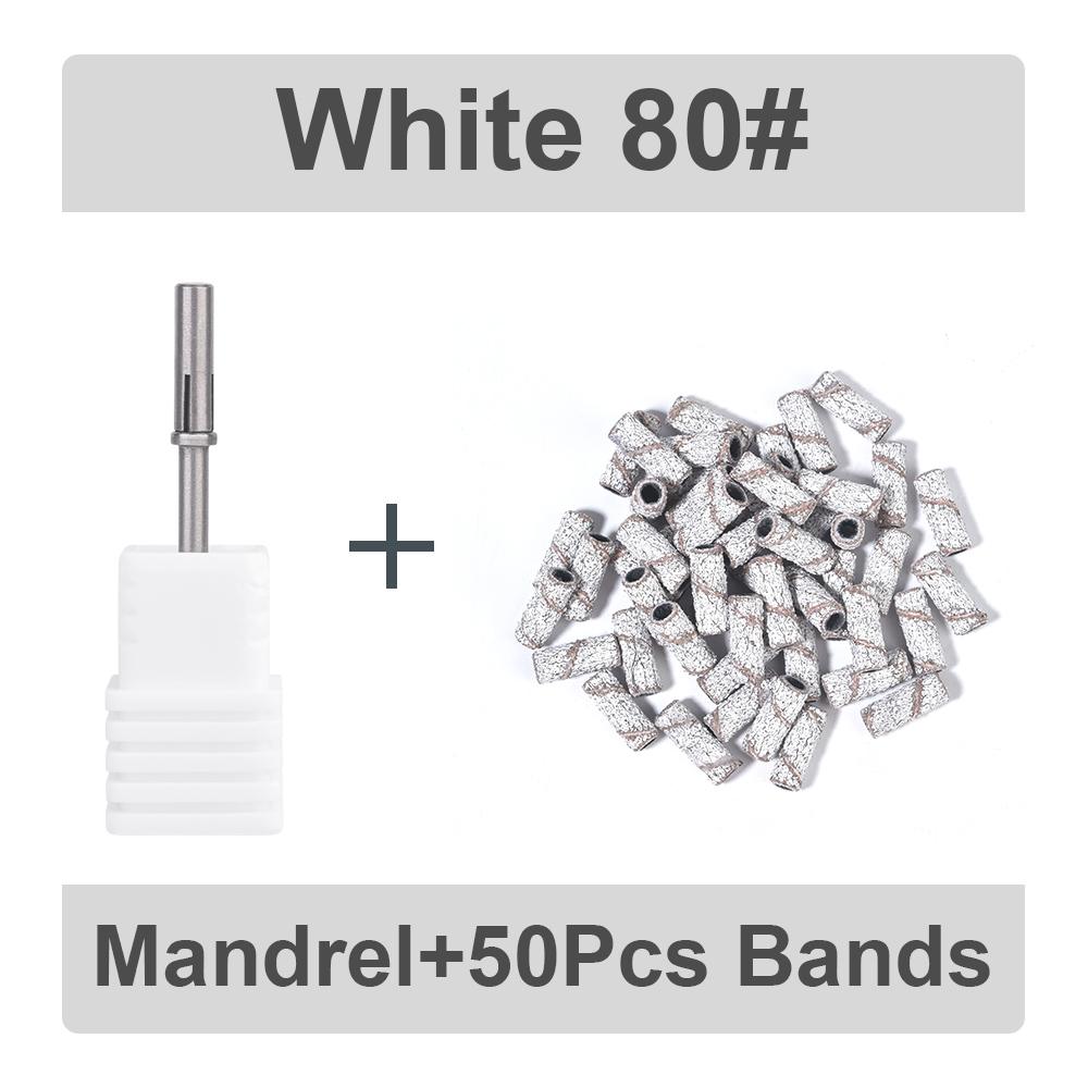 50Pcs 3MM Mini Nail Sanding Bands With Shaft 3/32" Nail Drill Bits Sand Bands Dead Skin Calluses Nail Gel Remove Nail Tool Set