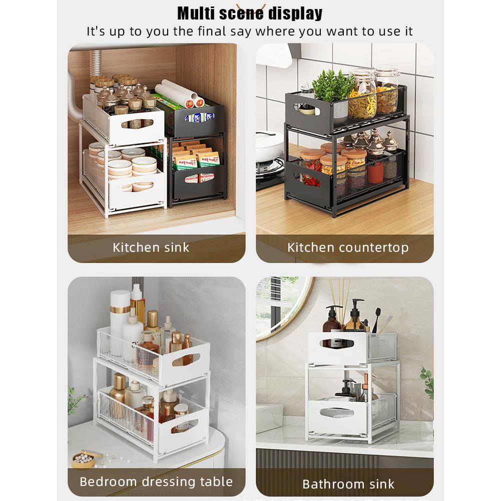 Kitchen Pull Out Under Sink Shelves Large Capacity Organizers With Sliding Drawer For Kitchen Bathroom