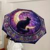 1pc Stained Glass Crescent Moon Cat Umbrella with Plastic Handle,Suitable for All Seasons Home Travel Outdoor UmbrellaDD002