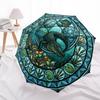 Alligator Treasure Glass Pattern Umbrella, Portable and Foldable Design, 8 Ribs, a Casual Accessory for Halloween, Christmas, and Birthday Gifts.