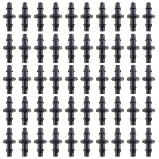 50 Pcs Barbed Hose Connectors Drip Irrigation 1/4" Universal Fittings 3-Way Coupling T Connectors for 4/7 Water Tube Garden Lawn Flower Pot