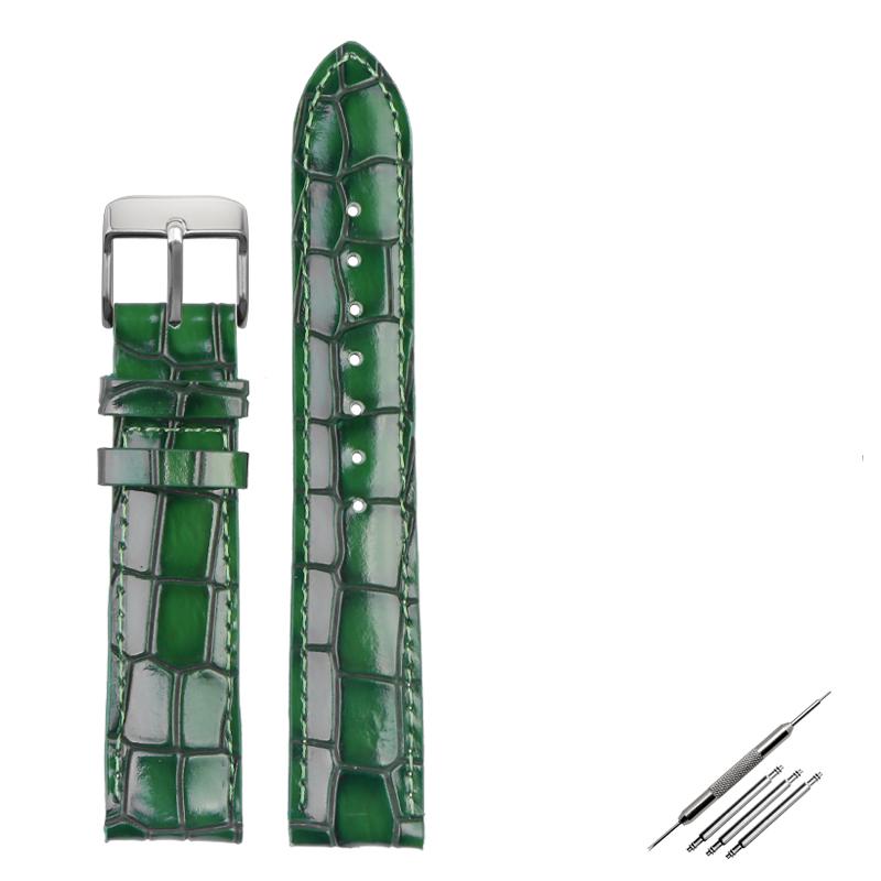 Crocodile Texture Calfskin Leather Watch Strap18mm 20mm 22mm Watchband For Men's Watch Accessories Solid Buckle Blue Green Brown