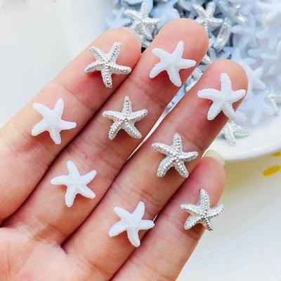 50/100 Pcs Cute Mini 12*13Mm Starfish Resin Figurine Crafts Flatback Cabochon Ornament Jewelry Making Hairwear Accessories A40