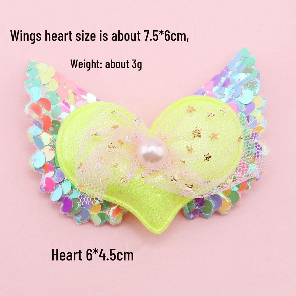 Heart Wing Sequin Hair Clips & Patches for Clothing & Bags - Handmade Versatile Accessories
