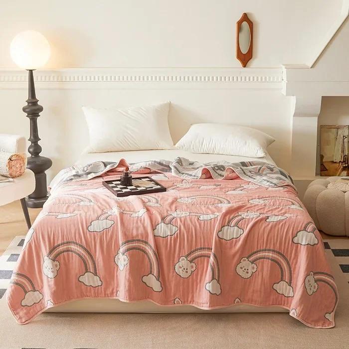 New Class a Cotton Is Not Easy to Shrink 6 Layers Gauze Blanket Towel Blanket Summer Blanket