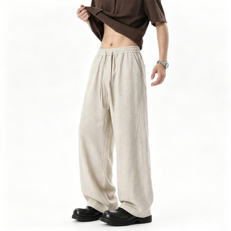 Mens Loose Wide Leg Casual Pants Summer Chinese Style