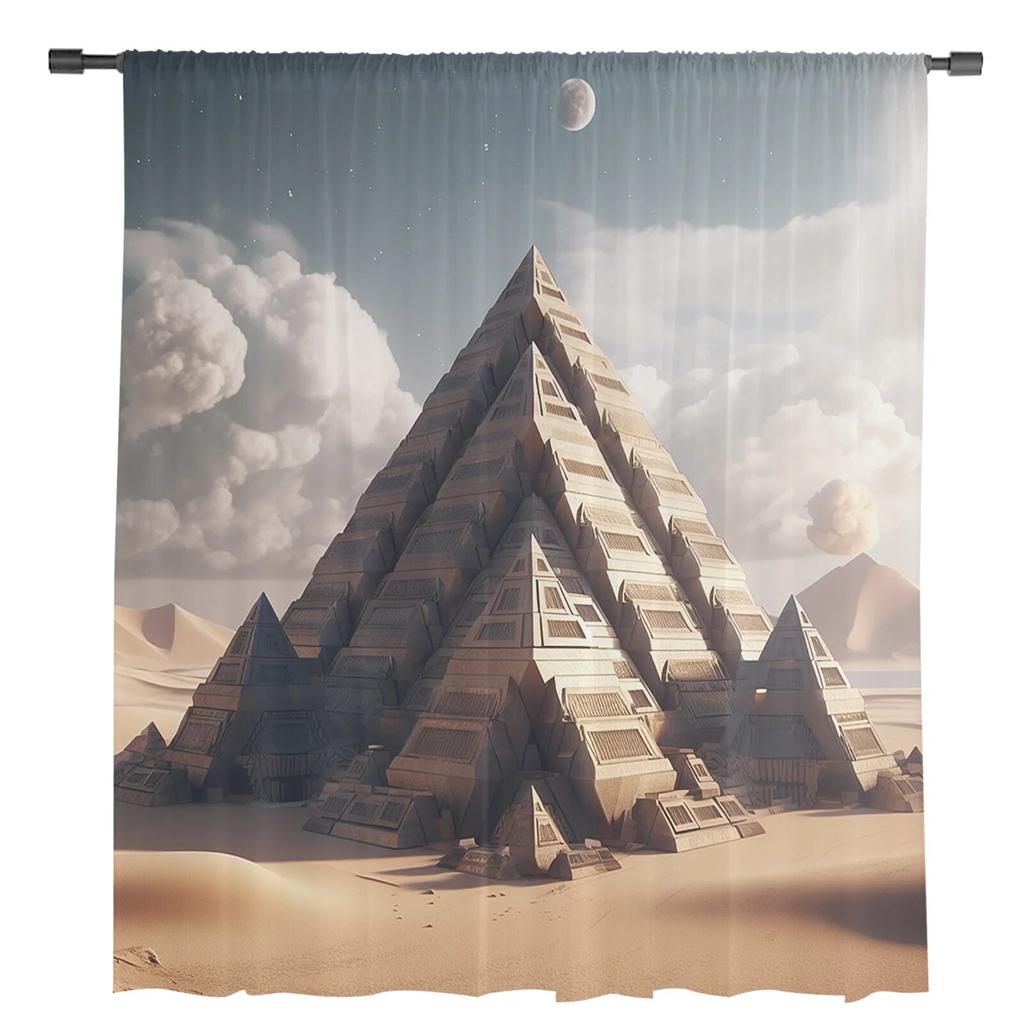 Egyptské Pouštní Oblaky Tyl Tylové Závěsy do Obývacího Pokoj Průsvitný Závěs pro Ložnici Okenní Žaluzie Voile Závěsy