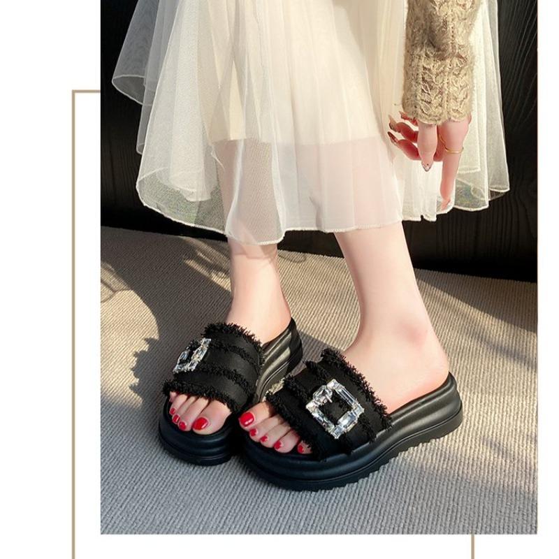 

Модные тапочки Женские Летние Женские Туфли Шлепанцы Лоферы Мода 2025 Мягкие Роскошные Повседневные Тапочки Женские Летние Туфли Шлепанцы Лоа 34 чёрный