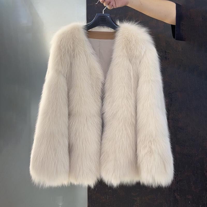

Leather coat autumn and winter new imitation fox fur top thickened light fur coat women L [130-72.5kg]