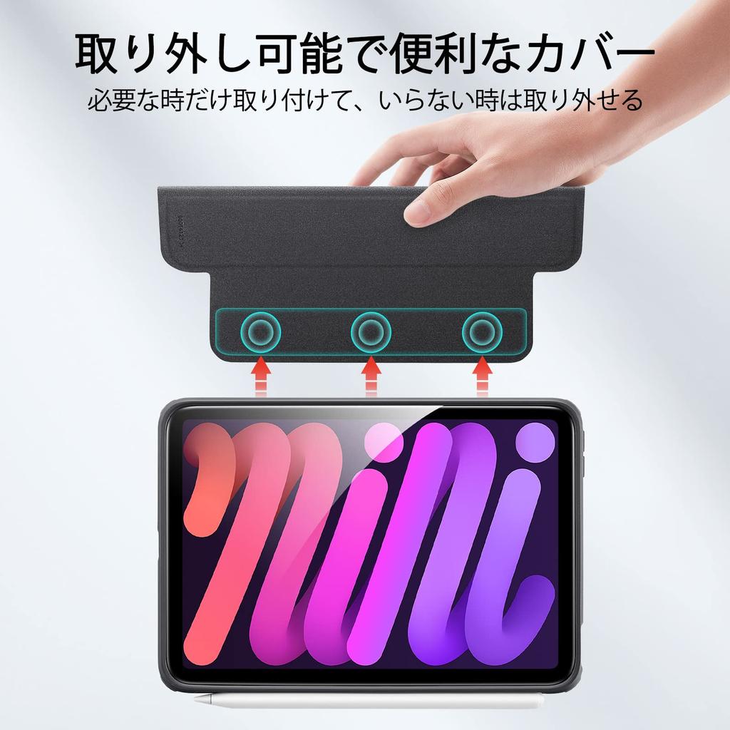 ESR iPad mini 7 Hülle (A17 Pro, 2024) - Kompatibel mit iPad mini 7. Generation/6. Generation, Magnetische Abnehmbare Hybridhülle mit Abnehmbaren Magneten, Auto Sle