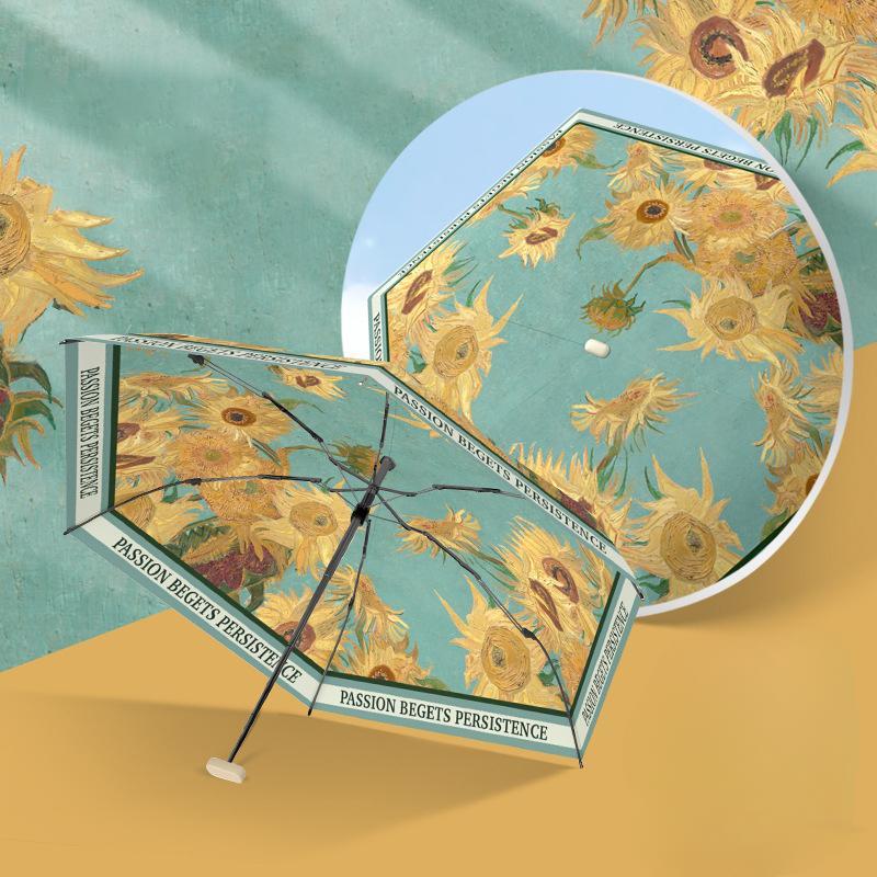 

Летний УФ-мини-зонт для женщин, карманный маленький складной зонт от солнца с цветами, двухслойный портативный ветрозащитный зонтик, зонтик 6K