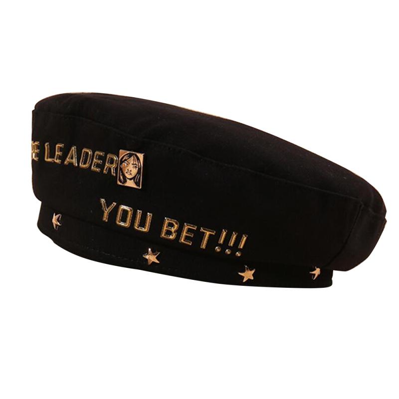 Men's and Women's Beret Golden Letter Pattern Sunscreen Beret Hat