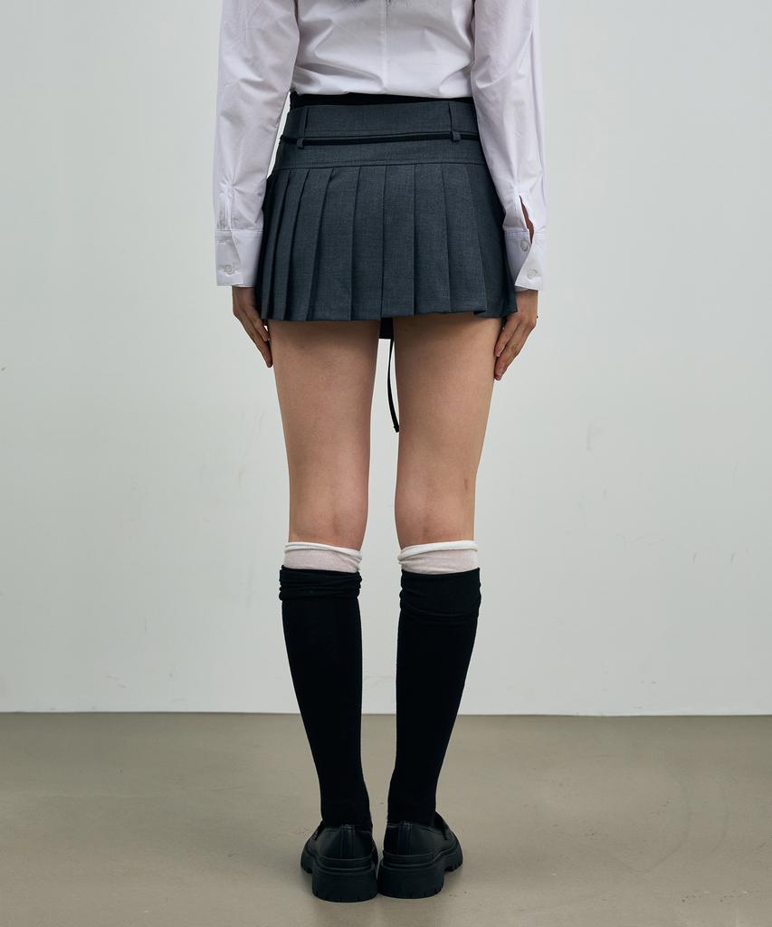 Alikim Scarlet Pleats Skirt Pants / Charcoal
