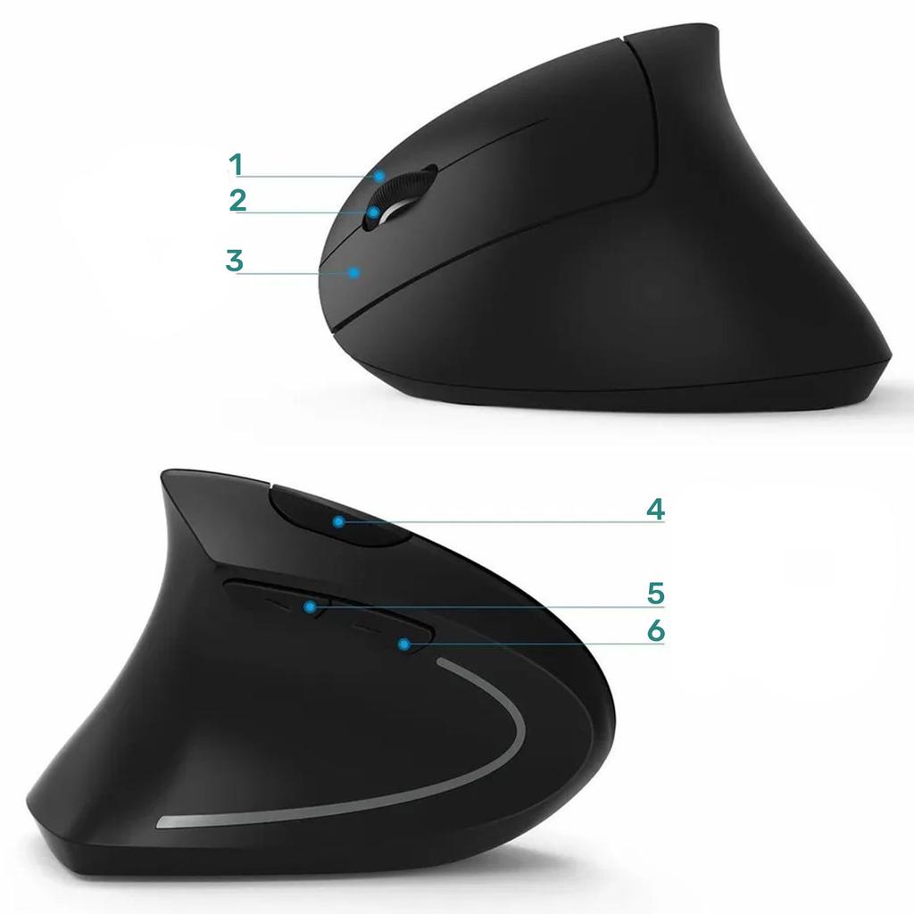 Myszka Bezprzewodowa Wertykalna Mysz Gamingowa Pionowa Ergonomiczna Do Laptopa Pc Praworęczna Cicha Czarna