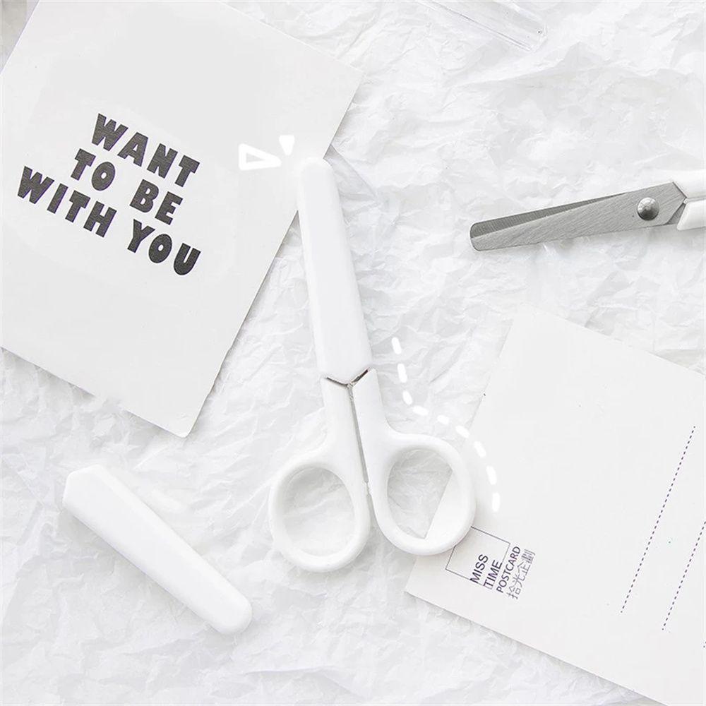 Tools with Cover Mini Handwork Student Scissor White Color White Tiny Scissors Office Scissor