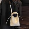 Simple solid color bags high-end texture retro small bags women's crossbody bags popular women's woven hand-held bucket bags