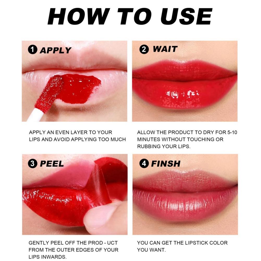 6 Farben Peel-Off-Maske Lipgloss Langanhaltende Lippentönung Peel-Off-Lippenfleck Lipliner