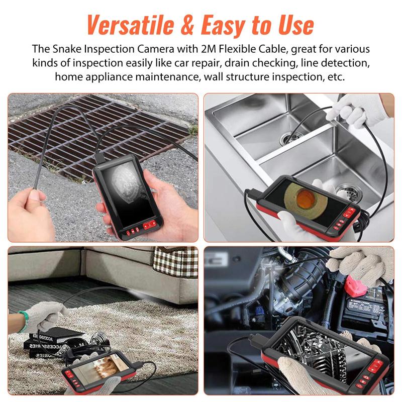 8mm 4,3 Zoll Bildschirm Industrie Endoskop Kamera Hd1080P Monitor Auto Inspektion Borescope Objektiv 8 LEDs Wasserdichtes USB-Kabel