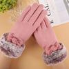 Keep Warm Winter Velvet Gloves  Women Mittens Soft Bow Plush Gloves  Ladies