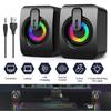 Home Office Computer Speaker with Microphone Stereo 3.5mm AUX  RGB Colorful Light Computer Speaker Suitable for Desktop Laptops