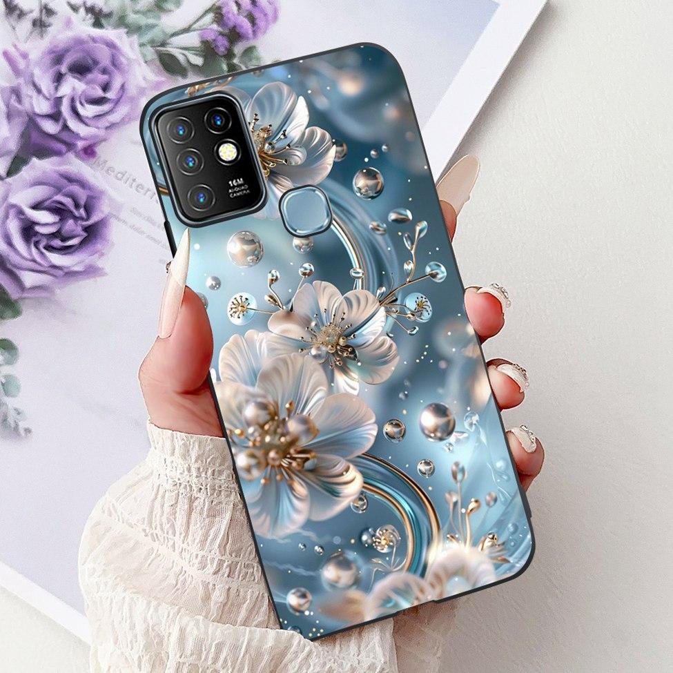 For Infinix Hot 10 Case Silicone Cute Cat Fashion Flowers Luxury Painted Back Cover For Inifnix Hot 10 Phone Case X682B X682C