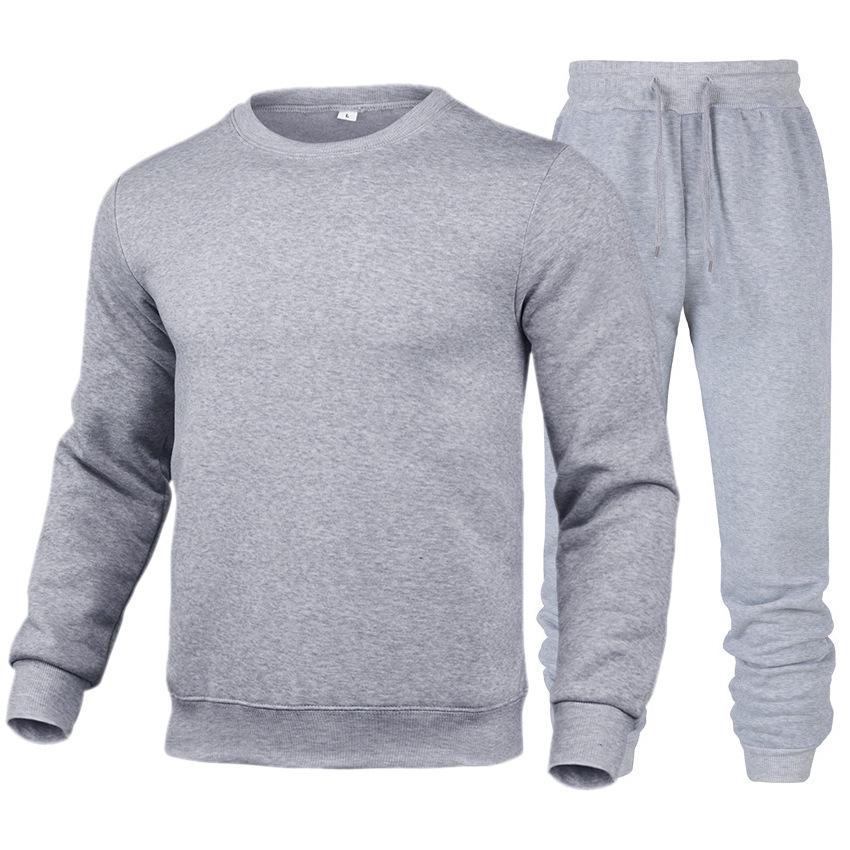 Unisex Fleece-Lined Round Neck Sports Sweatshirt Set