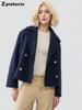Wool Coat for Women Autumn Simple Overcoat Double Button Female Jacket