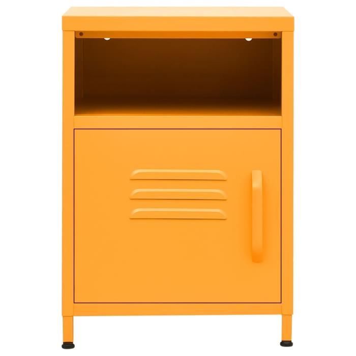 VidaXL Table de chevet Jaune moutarde 35x35x51 cm Acier