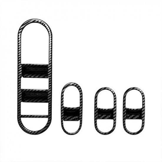 4PCS Window Lift Switch Panel Cover Trim Carbon Fiber ABS For Hyundai Ioniq 5 N