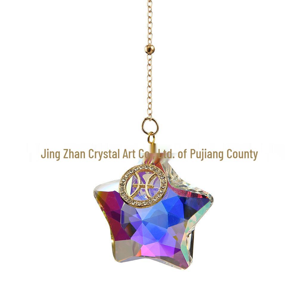 12 Constellations Moon & Pentagram Crystal Sun Catcher Pendant Set