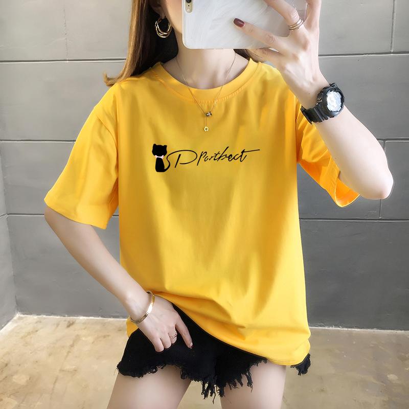 Summer pure cotton Casual loose student T Shirt Women's Y2k Tops Harajuku funny cartoon print Short Sleeve T-shirts Women