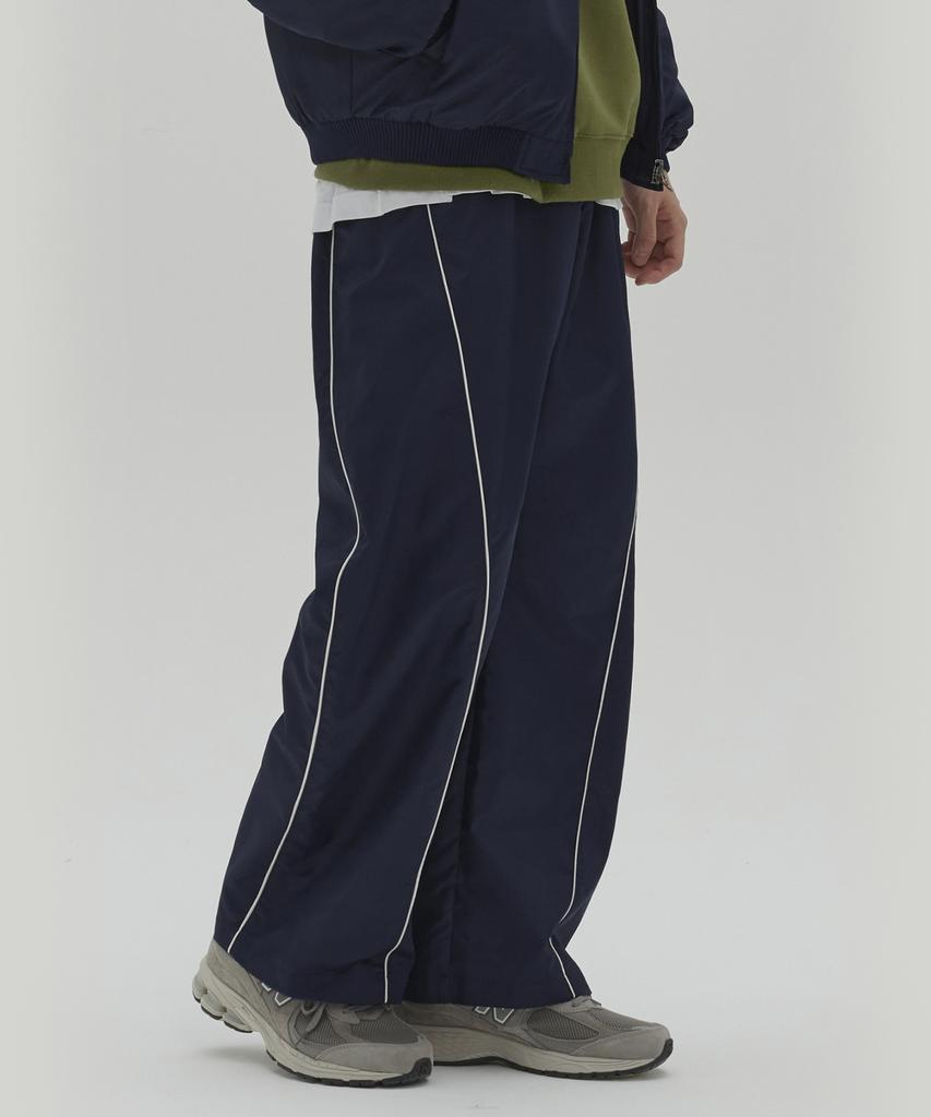 Sekeonmonollogeu Baseball Curved Wide Nylon Pants (Fleece-Lined) Navy_Sept028Navy