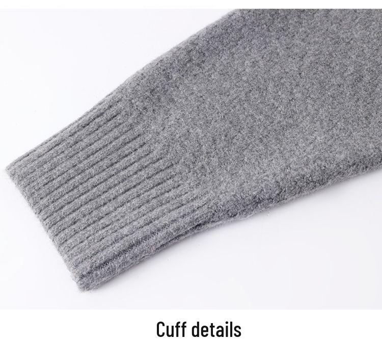 2026 A/W Women's V-neck Knit Cardigan - Mid-length, Solid Color, Loose Fit Sweater Coat