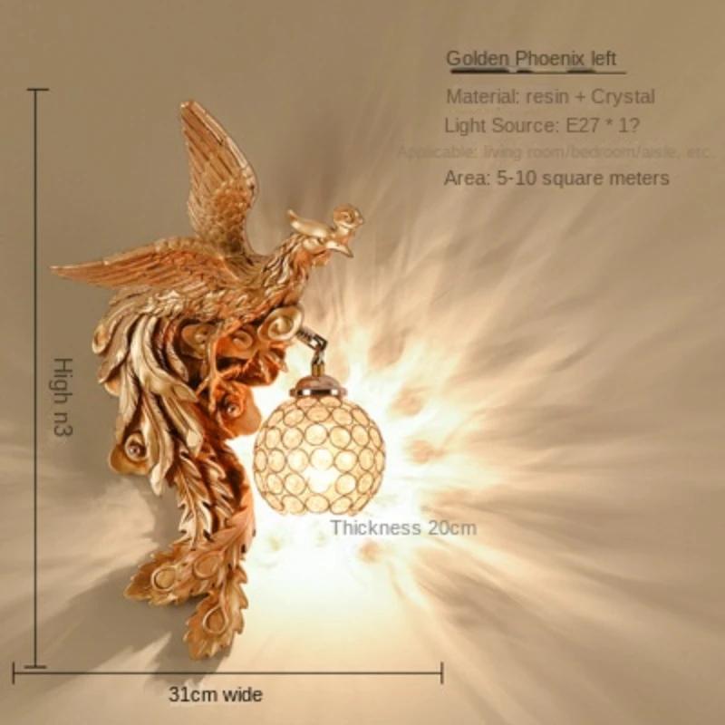 

Креативный настенный светильник Dragon Phoenix, роскошное украшение, настенный светильник для гостиной, коридора, лестницы, спальни, ночник